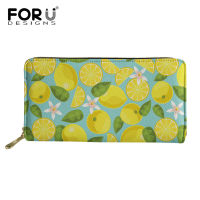 FORUDESIGNS Lemon and Flower Pattern Ladies Pu Leather Purse Long Travel Cluth Card Holder Wallets Coin Money Cases Feminina