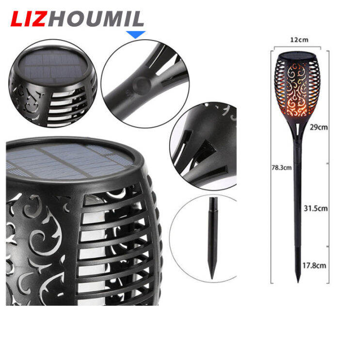 lizhoumil-โคมมีเปลวไฟพลังงานแสงอาทิตย์กลางแจ้ง96leds-1pc-สำหรับไฟสวน