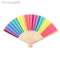 Rainbow Folding Fan Chinease Bamboo and Silk-Cloth Folding Hand Fan For Women Men Festival Pride Party Dance Decoration