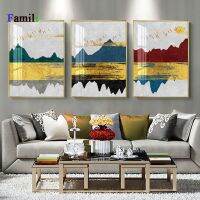 Golden Snow Mountain ผ้าใบโปสเตอร์ Wall Art พิมพ์ภาพวาดสไตล์นอร์ดิกภูมิทัศน์ภาพผนังห้องนั่งเล่น Scandinavian Home Dec New