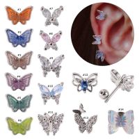 1 Piece Butterfly Shape Tragus Earrings Helix Piercing Lobe Piercing 6mm Barbell Stainless Steel