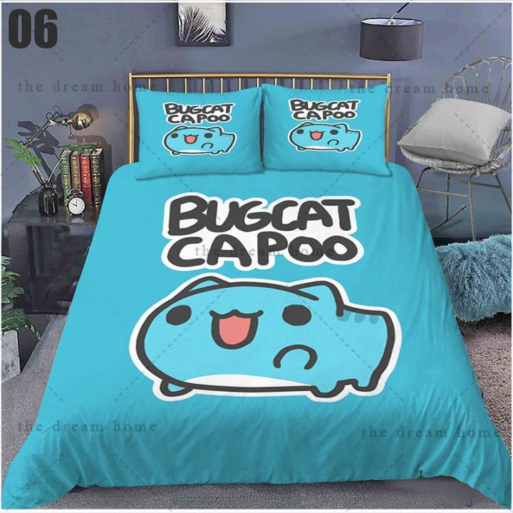 yyds-bugcat-capoo-3in1-ชุดเครื่องนอน-ผ้าปูที่นอน-ปลอกหมอน-สบาย-ซักทําความสะอาดได้-สําหรับบ้าน-ห้องนอน