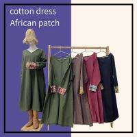 African fabric patch sleeve 100%Cotton dress