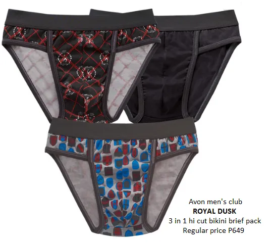 Avon men's club ROYAL DUSK 3 in 1 hi-cut bikini brief pack | Lazada PH