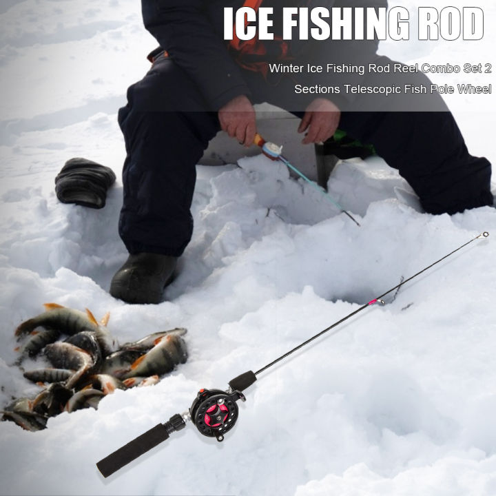 น้ำแข็งฤดูหนาวคันเบ็ดกับรีล-combo-set-กีฬากลางแจ้งมินิป้อน2ส่วนหน้าตักหลังขุดตกปลาขั้วโลกล้อรอกชุด