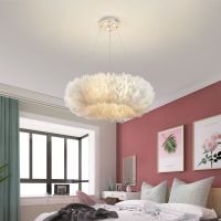 Nordic Pendant Lamp Feather Modern Bedroom Art Girl Living Room Bedroom Creative Lighting Fixture Led Restaurant Hanging Light