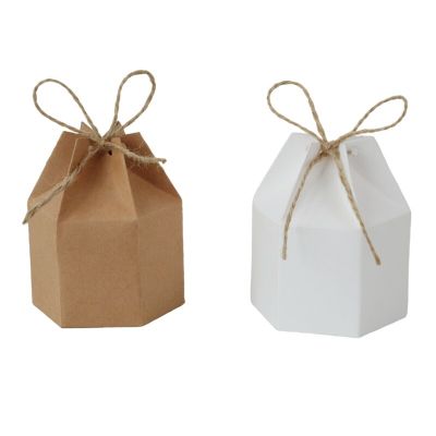 20/50pcs Kraft Paper Package Cardboard Candy Box Lantern Hexagon Favor And Gift Box Birthday Wedding Christmas Party Decoration Tapestries Hangings