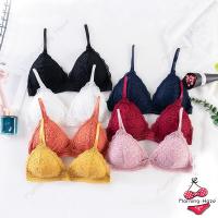 Women French Style Seamless Brassiere Deep V Lace Push Up Bra Wireless 3302