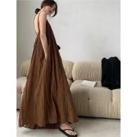 COD DSFGRDGHHHHH Oversized French retro lazy style niche open back loose long dress summer street fashion suspender dress