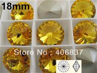 100pcs/Lot  18mm Topaz Crystal Rivoli  Free Shipping! Chinese Top Quality Crystal Rivoli Beads