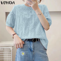 (จัดส่งฟรี)Fancystyle VONDA เสื้อผู้หญิงแขนพองเสื้อหนาลำลองธุรกิจเสื้อยืดคอกลม