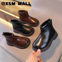 XSM MALL มาใหม่สไตล์อังกฤษสาวส่องแสงหนังสิทธิบัตรรองเท้าสั้นความร้อนแฟชั่นที่เรียบง่ายซิปนุ่มแต่เพียงผู้เดียวป้องกันการลื่นเด็กรองเท้า2-8ปี T22N10CC-57