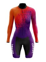 VEZZO womens long-sleeved shorts mountain bike riding jumpsuit shockproof cushion physical training suit can be customized