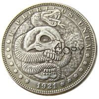 Booming Hobo 1921 Morgan Dollar Skull โครงกระดูกซอมบี้เหรียญเงินชุบลอกเลียนแบบ