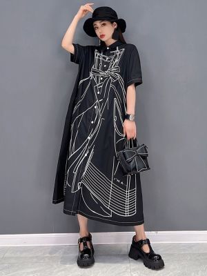 XITAO Dress Summer  Personality Fashion Loose Short Sleeve Dress