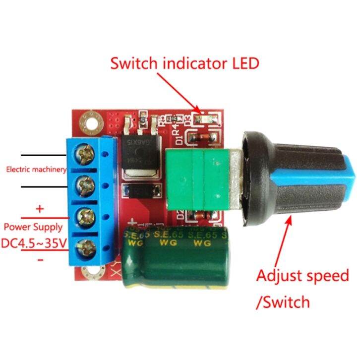 sale-mini-จอ-dc-ตัวควบคุมความเร็ว-pwm-4-5v-35v-speed-control-สวิตช์หรี่ไฟ-led-5a