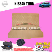 Nissan Tiida ปี 2006 - ปี 2012 พรมรถยนต์Tiida พรมเข้ารูปสองชั้นแบบรูรังผึ้ง Blackhole Double Mat (ชุดที่เก็บสัมภาระท้ายรถ)