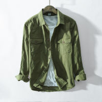 ร้อน, ร้อน★97% Cotton 3% Spandex Man Shirt Quality Spring Autumn Long Sleeve Male Pocket Army Green Men Casual Shirts