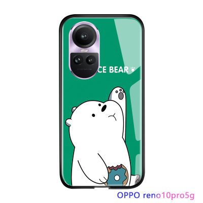 เคส OPPO Reno10 Pro 5G ลายการ์ตูนเคสสำหรับเด็กผู้หญิงขอบนิ่มเคสฝาหลังกระจกเทมเปอร์เคสมันวาว