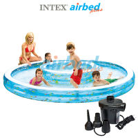 Intex ส่งฟรี สระน้ำพุเป่าลมทรงกลม 2 ชั้น วิชชิ่ง เวลล์ 2.79x2.79x0.36 ม. รุ่น 57143 + ที่สูบลมไฟฟ้า