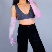 ถุงมือกำมะหยี่40Cm 16 "Elbow Long Stretch Elastic Light Purple Lavender TECH