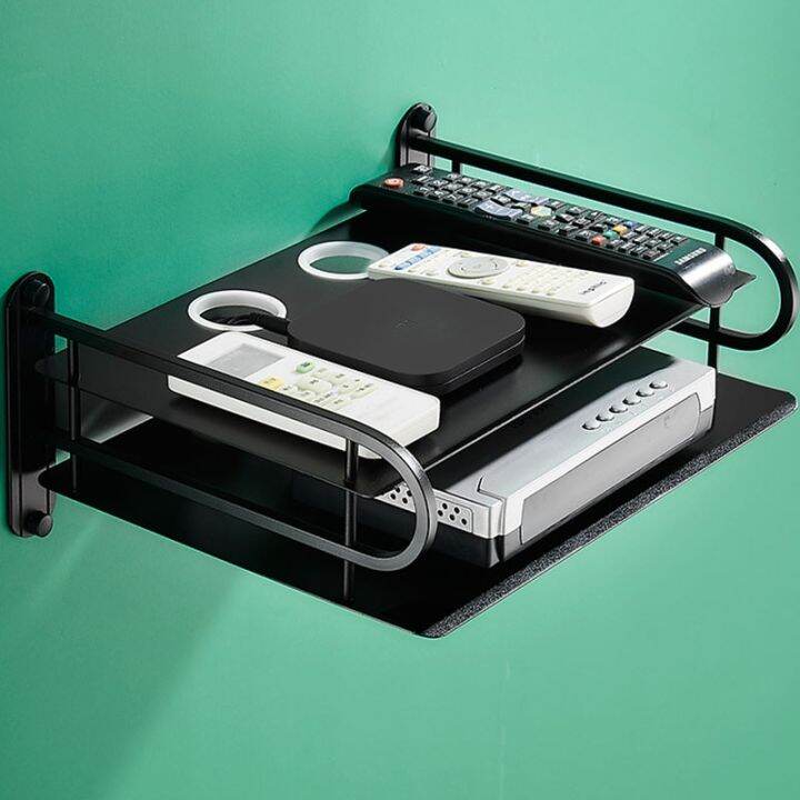 1PCS Black Aluminum Wifi Router Shelf Storage Boxes Cable Power Plus