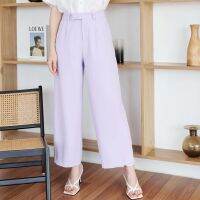 SUUBE Official Kira trousers -Light lavender(ม่วงอ่อน)กางเกงขายาวเอวสูง ทรงขากระบอกใหญ่ ผ้าเนื้อนิ่ม ทิ้งตัวใส่สบาย ไม่บาง ยับยาก