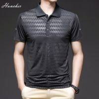 Huncher Golf Shirts Polo Shirt For Men 2022 Summer Gym Sportswear Ice Fabric Lapel Tops Male Elastic Quick Dry Slim Fit T-Shirt Towels