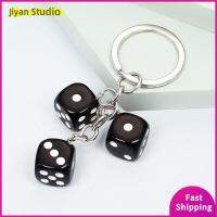 JIYAN2866 3Pcs เรซิน3D ห่วงโซ่กุญแจ ของขวัญตลกๆ ที่วางกุญแจ พวงกุญแจลูกเต๋า สีสันสดใส เครื่องประดับเสน่ห์กระเป๋า จี้ห้อยกระเป๋าถือ ผู้หญิงผู้ชาย