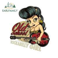 【100%-New】 GA Auto Lhr EARLFAMILY 13ซม. X 11.5ซม. สำหรับ Rockabilly Girl เล่นกีตาร์โรงเรียนเก่ารถและ Decals ไวนิลสติกเกอร์รถกันน้ำ3D