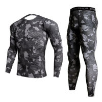 Mens Camouflage Thermal underwear set Long johns winter Thermal underwear Base layer Men Sports Compression Long sleeve shirts