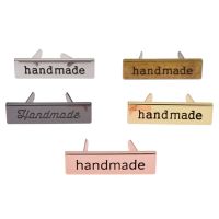 5Pcs Hand Made Metal Labels Tags Handmade Garment Labels DIY Letter Sewing Crafts for Clothes Jeans Shoes Bags Stickers Labels