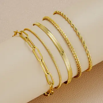 Double Layer Bracelet Female Stainless Steel 18K Gold Bracelet