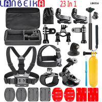 LANBEIKA สำหรับ Gopro 23 In 1อุปกรณ์เสริมชุดหัวหน้าสายรัดหน้าอก Monopod สำหรับ GoPro ฮีโร่11 10 9 8 SJCAM SJ4000 SJ8 SJ10 DJI การกระทำ2