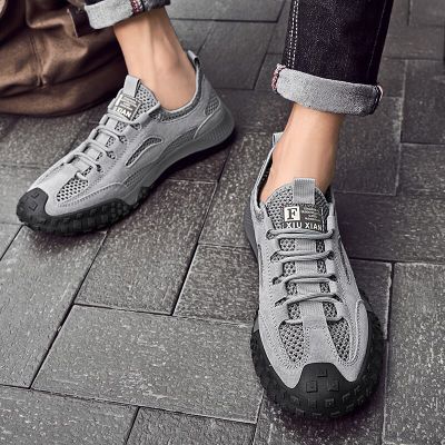 Leather Men‘s Outdoor Hiking Shoes Sport  Trekking Sneakers Mountain Climbing Trail Jogging Shoes for Men High Quality