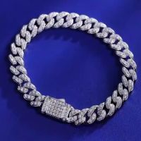 8mm Moissanite Cuban Chain Bracelets S925 Silver Iced Out Bracelet For Men Women Hand Chain Hip Hip Jewelry