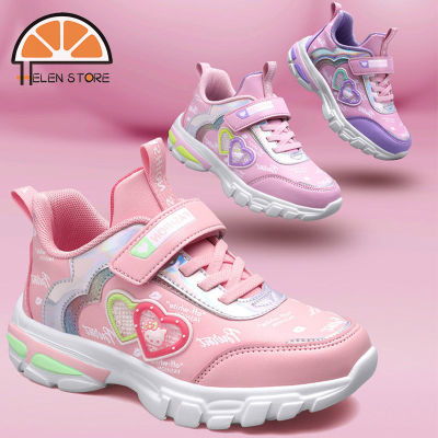 HS รองเท้าหนังระบายอากาศสำหรับเด็กผู้หญิง,รองเท้าวิ่งขนาดกลางและใหญ่รองเท้าผ้าใบเจ้าหญิงแบบนุ่มสบายและเบา