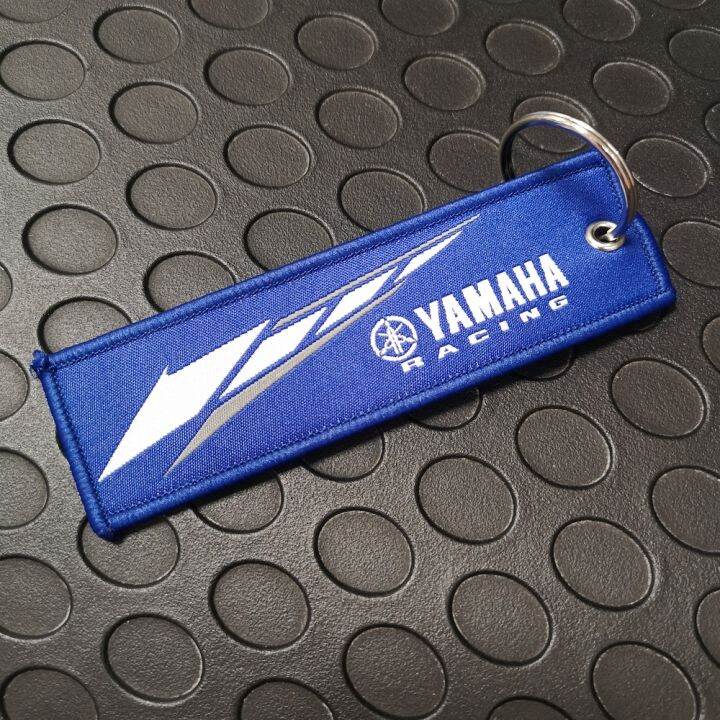 พวงกุญแจริบบิ้นปักลายมอเตอร์ไซค์-พวงกุญแจคอลเลกชัน-yamaha-1ชิ้น