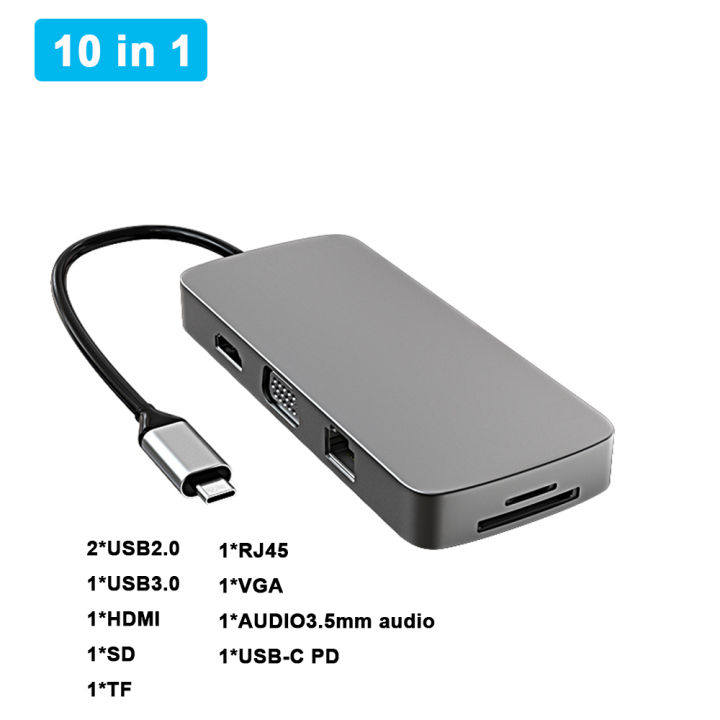 docking-station-hub-with-usb-type-c-multi-function-hub-usb-10-in-1-hub-converter-to-4k-vga-usb-c-adapter-for-notebook-xiaomi