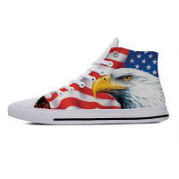 2022 USA US American America Flag Eagle Patriotic Casual Cloth Shoes High Top Lightweight Breathable 3D Print Men women Sneakers