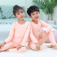 2021 Autumn Children Pajamas Set Solid Color Kids Pyjamas for Boys Girls Soft Tops + Pants 2Pcs Sleepwear Children Clothes 2-10Y