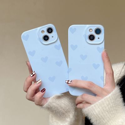 สีน้ำเงินด้านล่างเต็มหน้าจอหลายกรณีรักโทรศัพท์สำหรับ iPhone14ProMax เรียบง่ายสีทึบ Filling Case สำหรับ iPhone13 วันกรณีโทรศัพท์สีฟ้าสำหรับ iPhone12