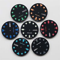 NH36 Dial 28.5Mm Double Calendar Green Luminous Black Watch Dial For NH36/4R36 Mechanical Movement Watch Accessories