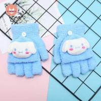 FJUVFD เมโลดี้ ถุงมือตุ๊กตาคุโรมิ Cinnamoroll แมวคิตตี้แมว ถุงมือขับรถครึ่งนิ้ว น่ารักน่ารักๆ หน้าจอสัมผัสหน้าจอ ถุงมือฤดูหนาวลายการ์ตูน หญิง/หญิง