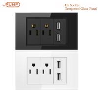 [HOT GELLXKOWOIGHIO 527] US มาตรฐาน Power Wall Socket 16A ซ็อกเก็ตในครัวเรือน5V Dual USB Fast Charge Dual Power Socket Lxury แผงกระจกนิรภัย