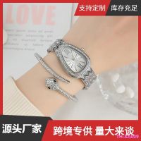 Hot sale gift ladies snake-shaped watch bracelet set full of diamonds steel band open