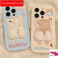 เคสสำหรับ IPhone 15 14 13 12 11 Pro Max X XR Xs Max 8 7 6S Plus SE 2020การ์ตูนแมวน่ารัก3มิติและลูกสุนัขเคสนิ่มใส่โทรศัพท์อ่าว TPU