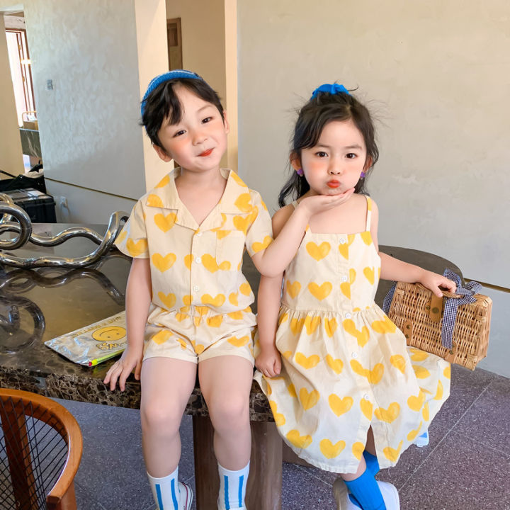 เด็กผู้ชายในฤดูร้อนปี-2021-ชอบกางเกงขาสั้นแขนสั้นสองชิ้นสาว-ๆ-ชอบชุดสลิงชุดเด็กของพี่น้อง