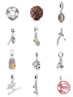 New 925 Sterling Silver soccer baseball tennis basketball Charm Bead fit Original Pandora Bracelet Trinket DIY Women Jewelry