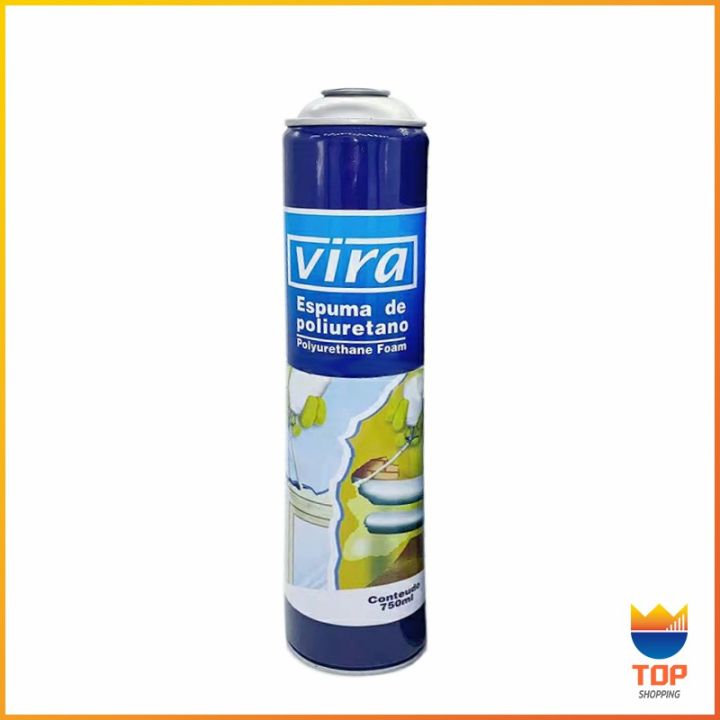 top-750ml-vira-โฟมโพลียูรีเทน-โฟมกาว-กาวโพลียูรีเทน-pu-โฟม-กาวติดประตูและหน้าต่าง-foam-สเปรย์โฟมอุดรอยรั่ว